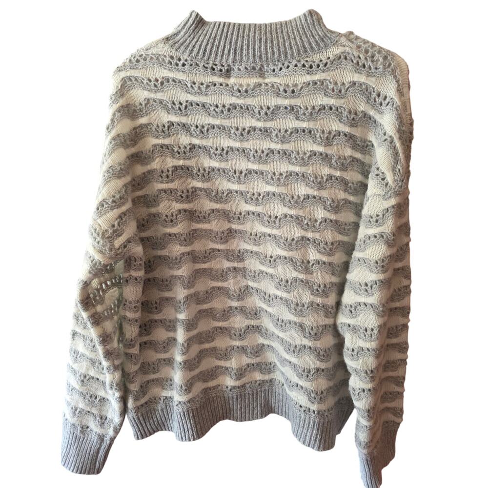 Absolutely Creative Worldwide‎ Mock Neck Sweater M Womens Grey White Loose Knit - Picture 5 of 5